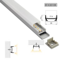 High Quality Square Diffuser Pc Cover 20x10mm Led Strip Aluminum Extrusion Profiles With Mounting Clip Profile On The Bottom